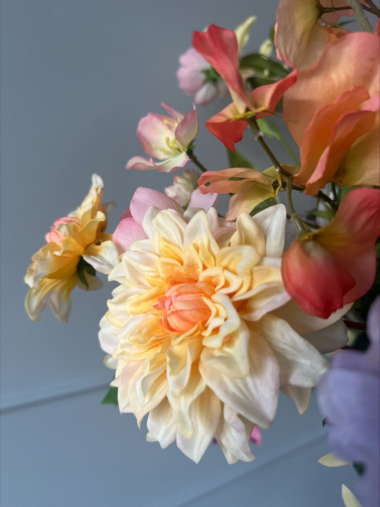 Prachtig zijden bloemen boeket zomeractie met vaas CADEAU
