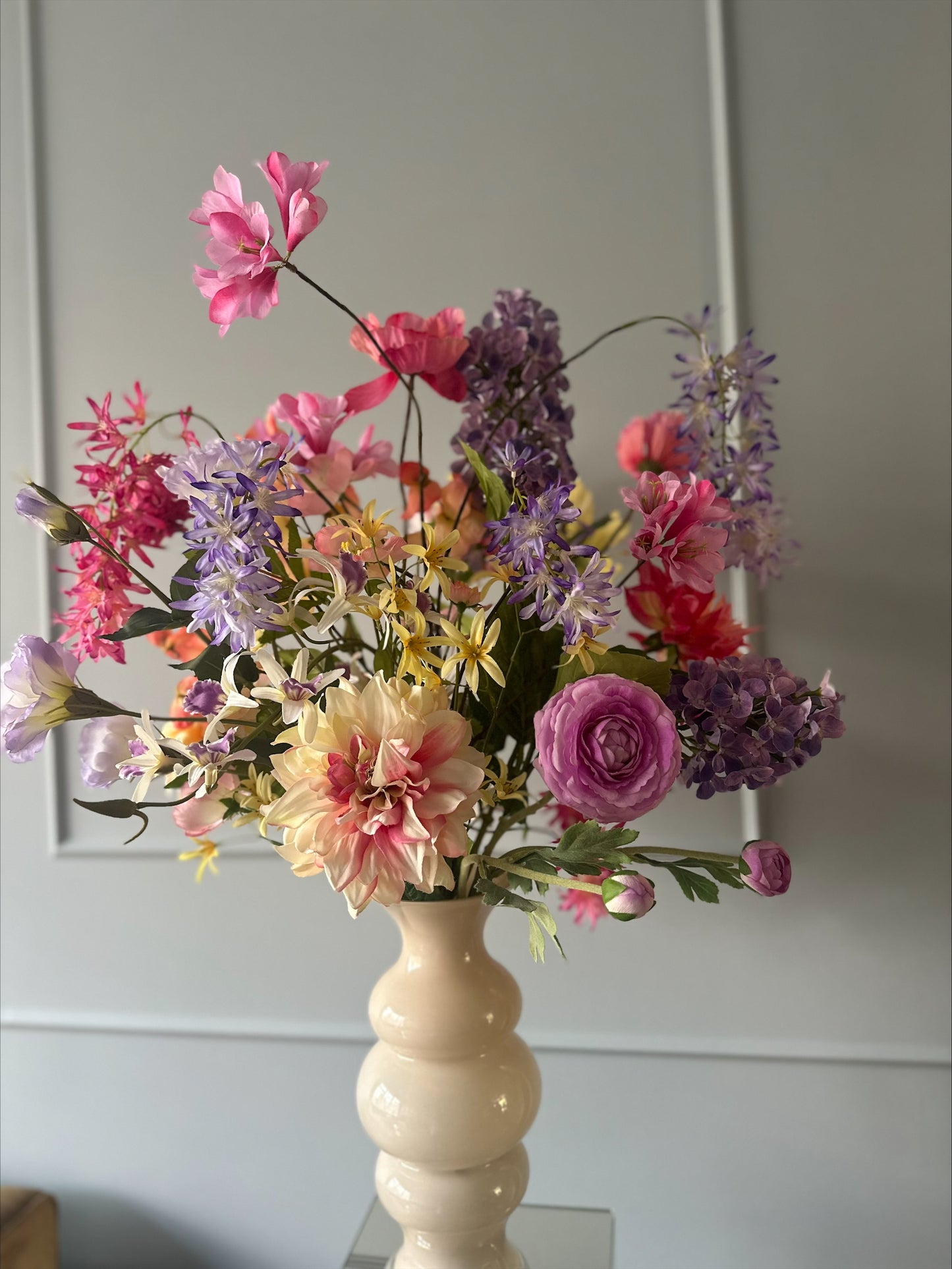 Prachtig zijden bloemen boeket zomeractie met vaas CADEAU