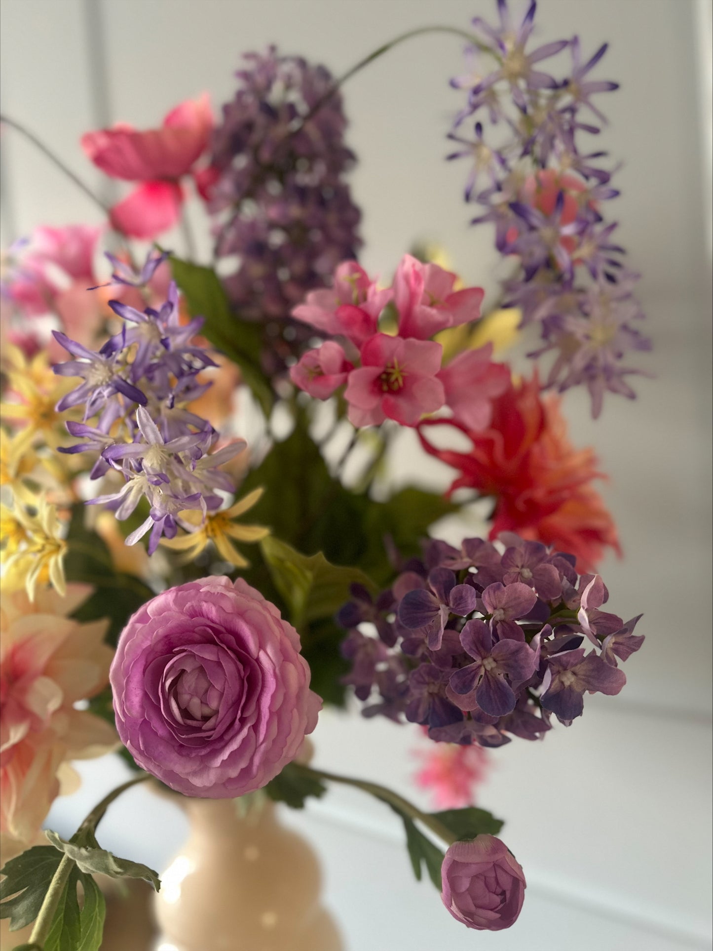 Prachtig zijden bloemen boeket zomeractie met vaas CADEAU