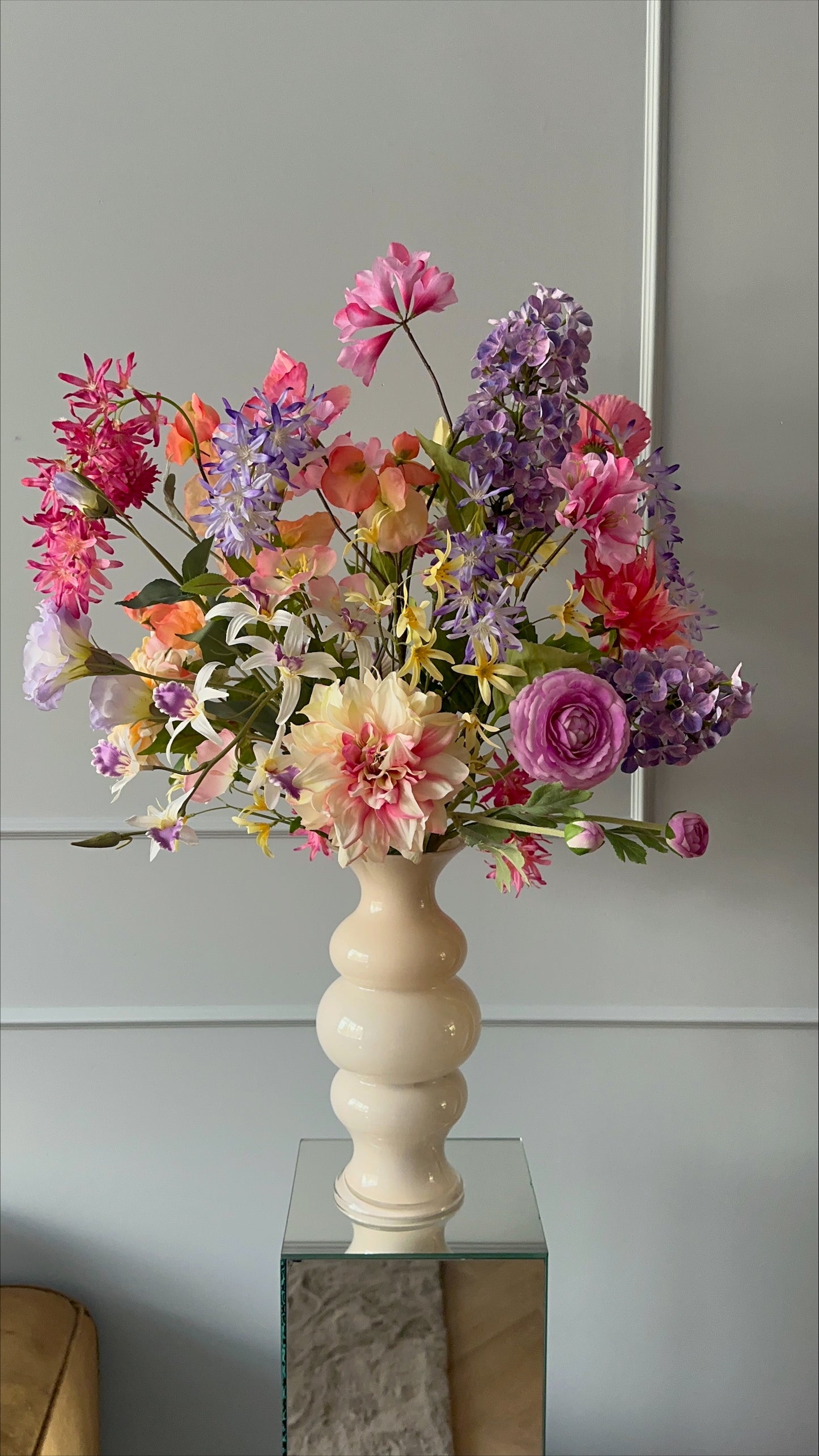 Prachtig zijden bloemen boeket zomeractie met vaas CADEAU
