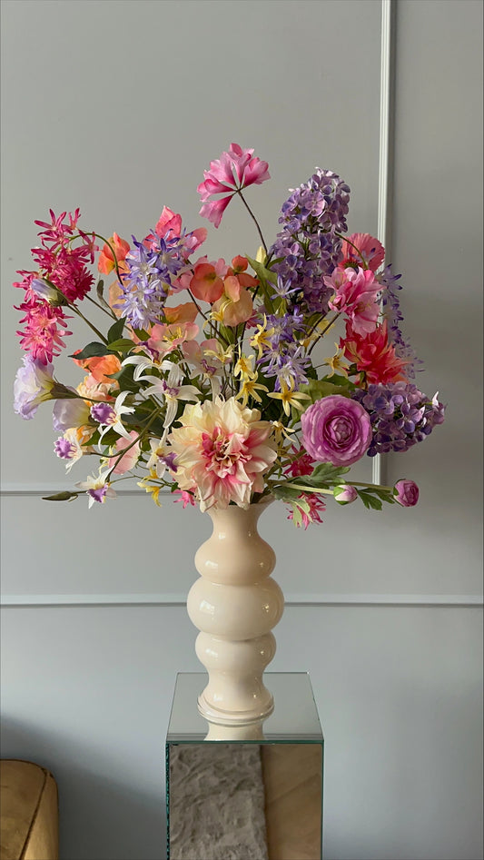 Prachtig zijden bloemen boeket zomeractie met vaas CADEAU
